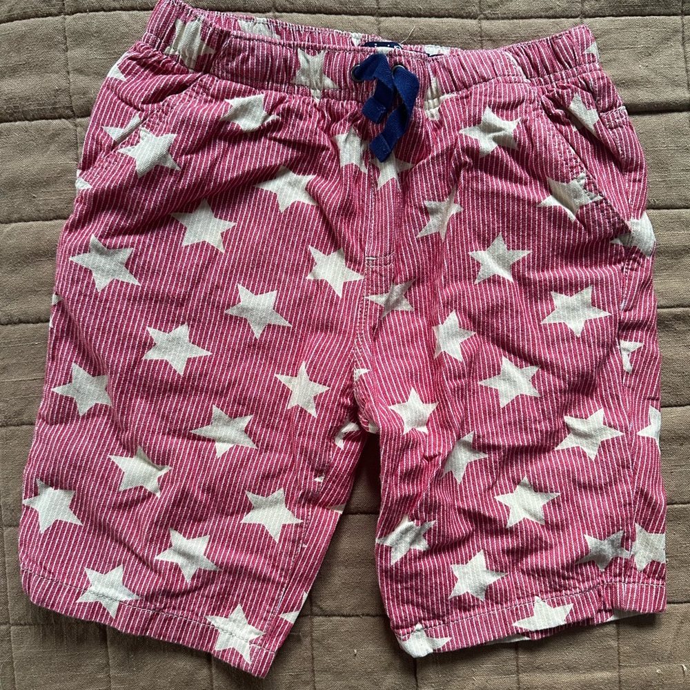 Mini Boden Red striped shorts with cream stars Size 12 Y